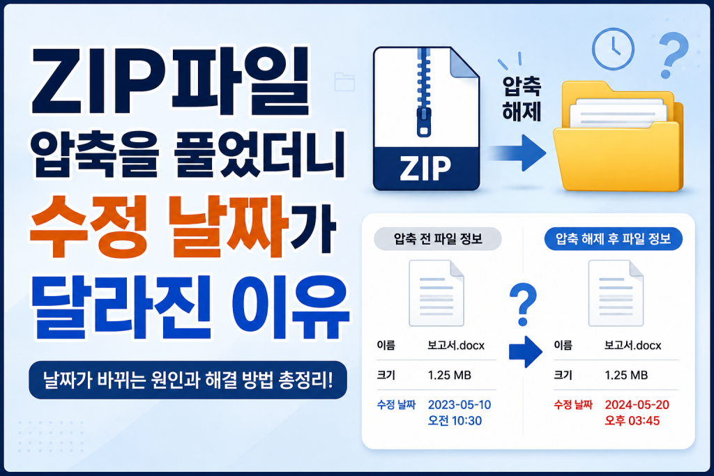 ZIP 파일 수정 날짜 달라진 이유