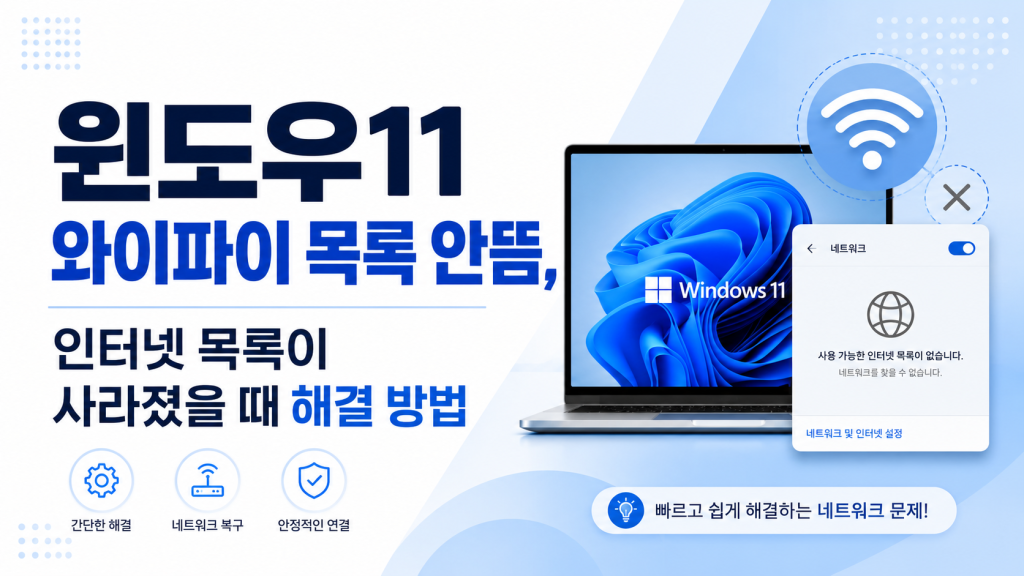 윈도우11 와이파이 목록 안뜸