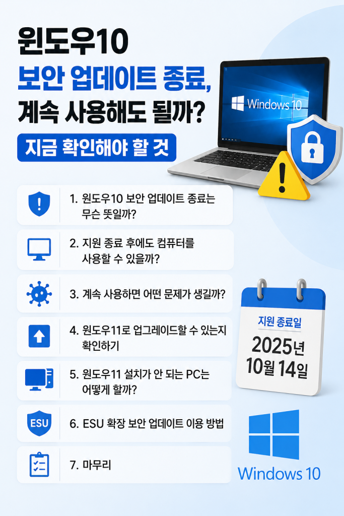 윈도우10 보안 업데이트 종료