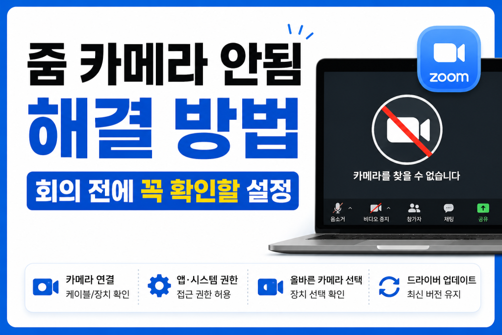 줌 카메라 안됨 해결 방법